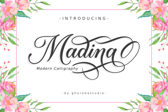 Madina Script Font for Handmade Products and Craft Business Designs